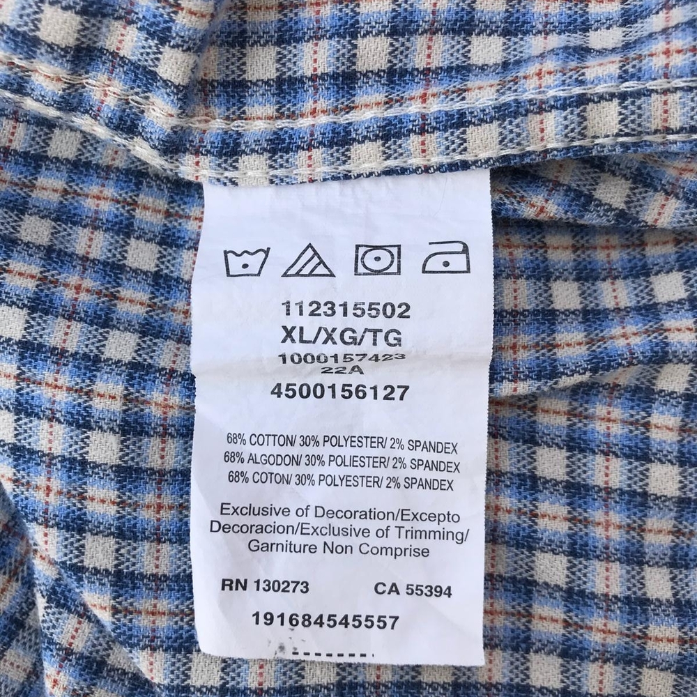 Wrangler Western Plaid Shirt XL Blue Long Sleeve Button Up Cowboy Workwear - Picture 7 of 11